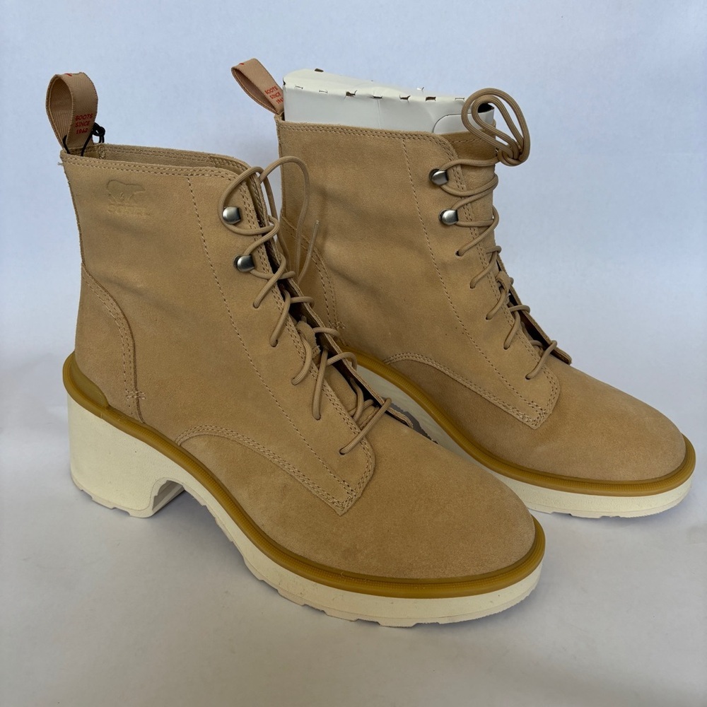 Sorel Women's tan leather waterproof‎ Hi-Line Lace Heel Boots size 11 NWT